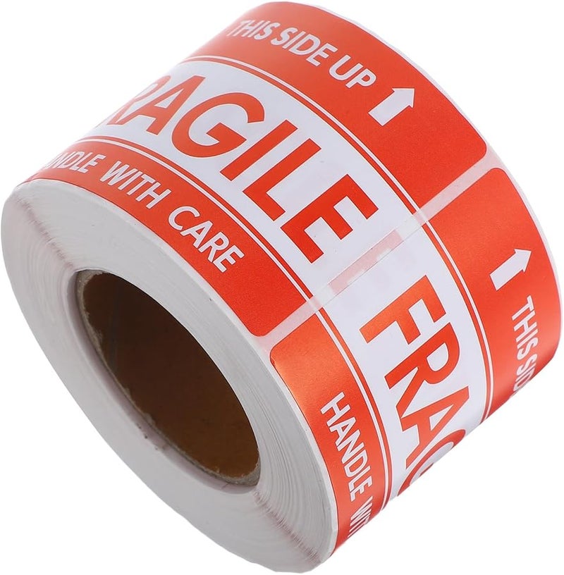 Red Fragile Warning Label Stickers 300pcs Roll High Adhesive Shipping Moving Packaging - Image 1